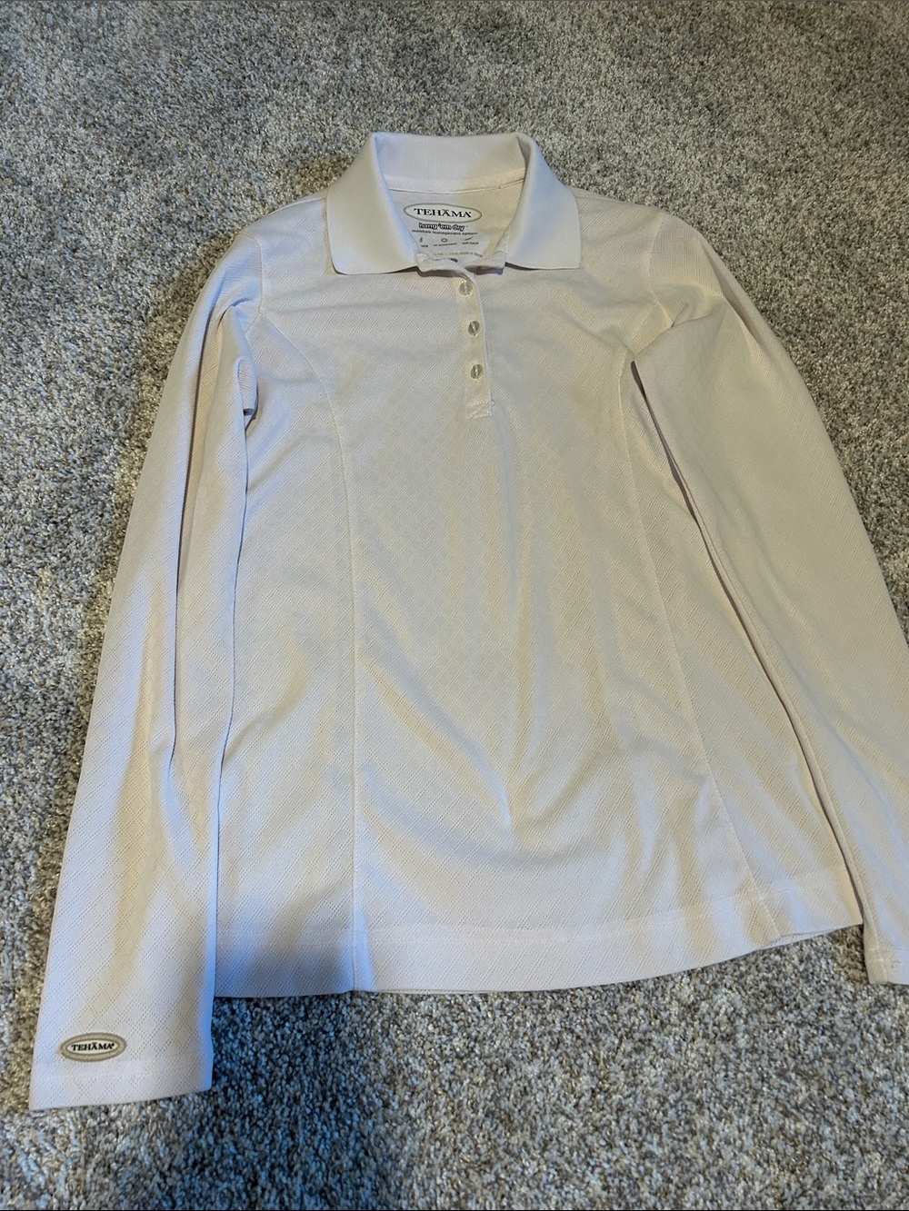 TEHAMA Long-Sleeve Polo Top in white